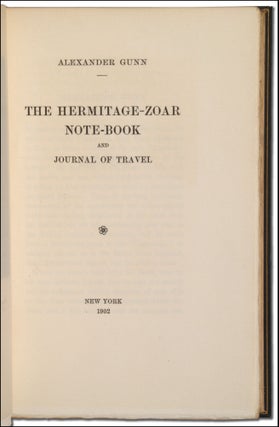 The Hermitage-Zoar Note-Book and Journal of Travel