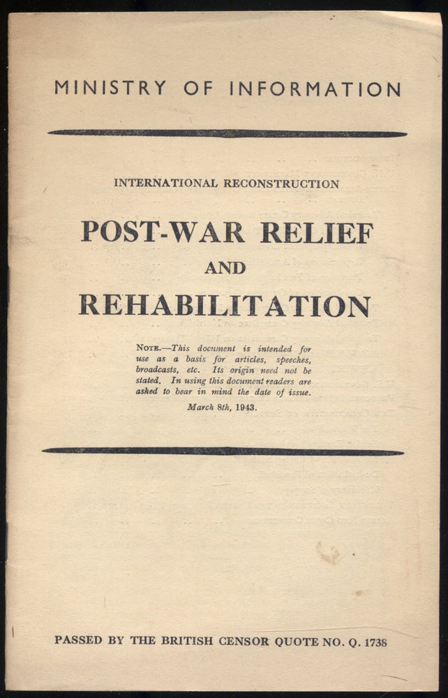 Item #300243 International Reconstruction Post-War Relief and Rehabilitation