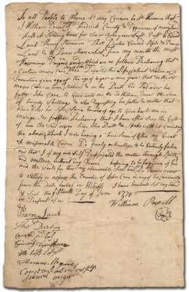 Item #301621 Ghostly Testimony in a Revolutionary War-Era Document. J. William POWELL