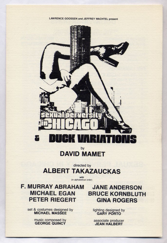 Item #301745 Sexual Perversity in Chicago and The Duck Variations. David MAMET.