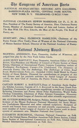 The Congress of American Poets June 14th to October 12th, 1936