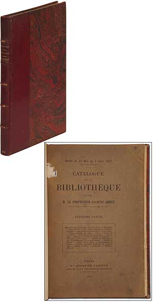 Item #304354 Catalogue de la bibliothèque de feu M. le professeur Jacques Adert. Première partie. Jacques ADERT.