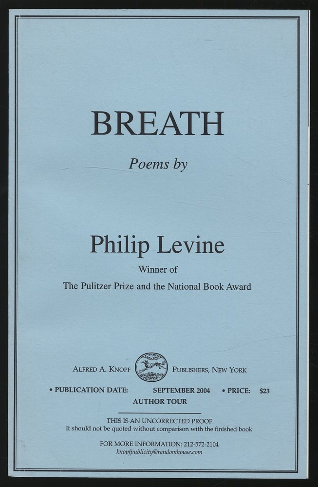 Item #306592 Breath. Philip LEVINE.