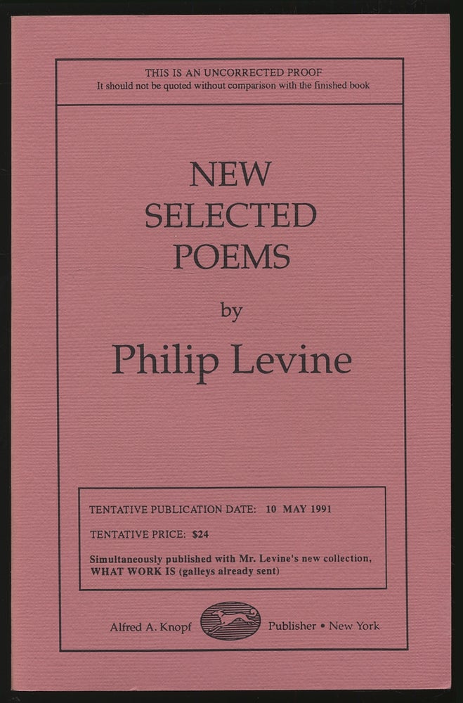 Item #306596 New Selected Poems. Philip LEVINE.