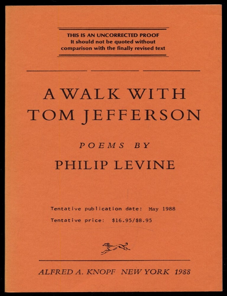 Item #307143 A Walk with Tom Jefferson. Philip LEVINE.