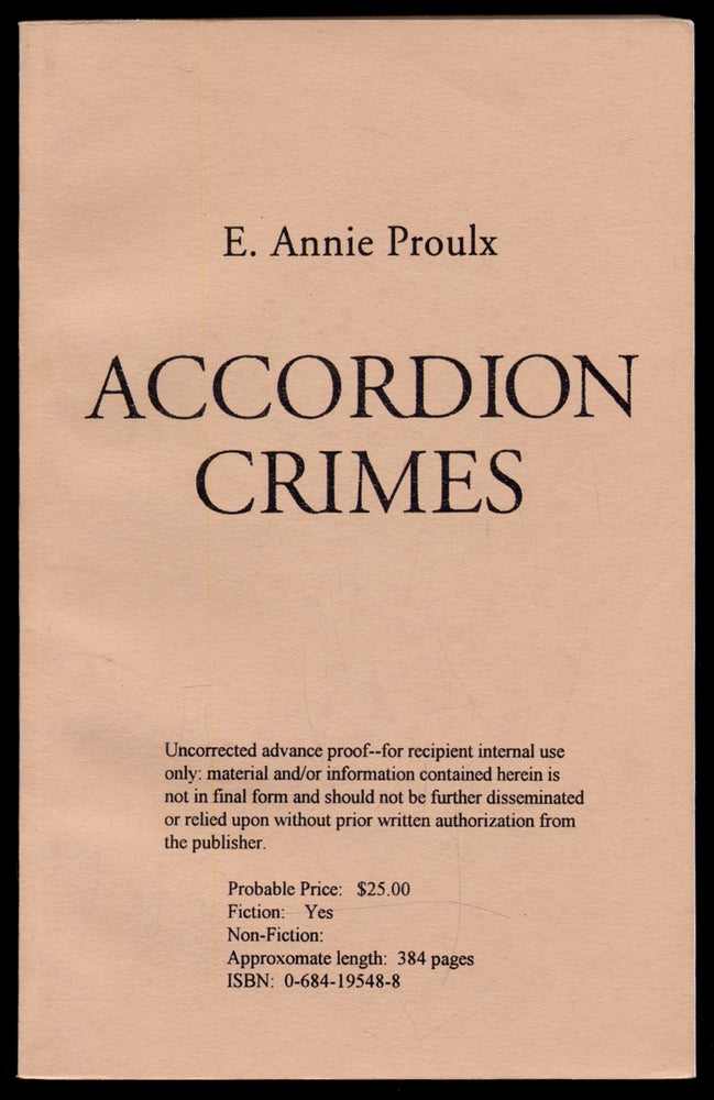 Item #307364 Accordion Crimes. E. Annie PROULX.