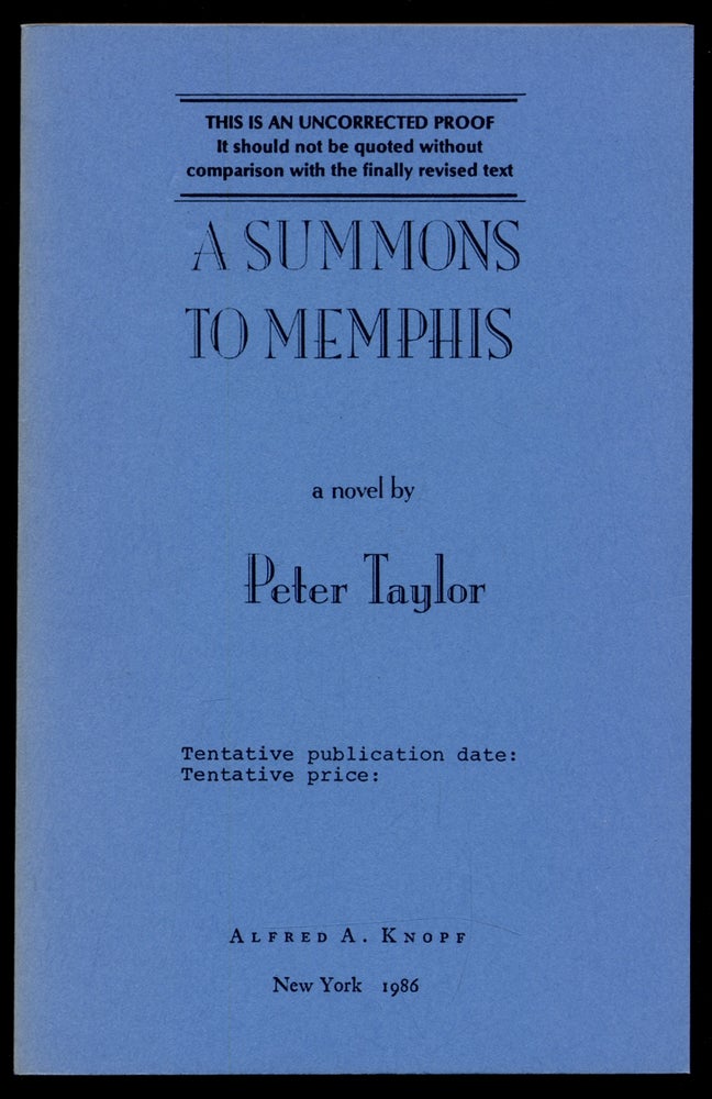 Item #307371 A Summons to Memphis. Peter TAYLOR.