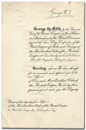 Order of the British Empire Document Signed