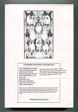Item #309901 Prodigal Summer: A Novel. Barbara KINGSOLVER.