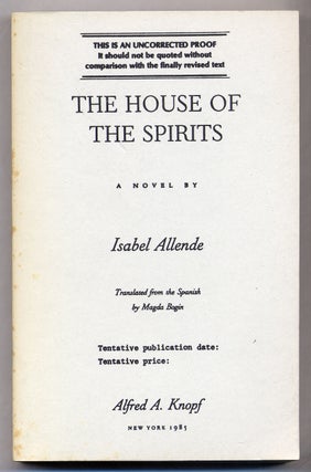 Item #309906 The House of the Spirits. Isabel ALLENDE