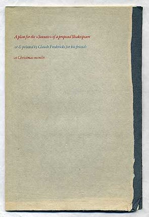 Item #312218 A Plan for the Sonnets of a Proposed Shakespeare Set