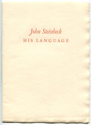 Item #315162 His Language. John STEINBECK