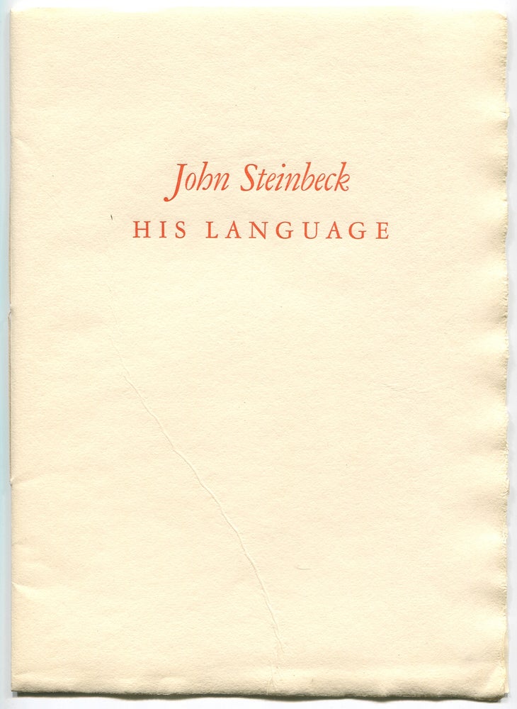 Item #315162 His Language. John STEINBECK.