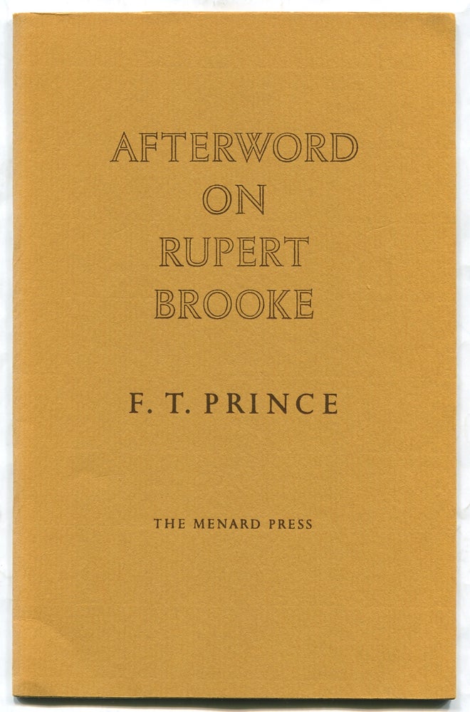 Item #315181 Afterword on Rupert Brooke. F. T. PRINCE.