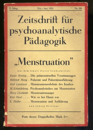 Item #315344 Zeitschrist Fur Psychoanalytische Padagogik "Menstruation"