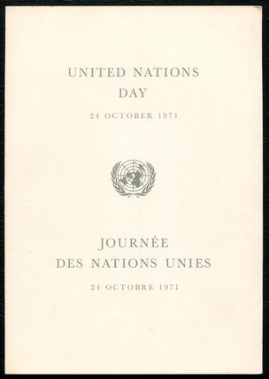 Item #315524 United Nations Day 24 October 1971. W. H. AUDEN