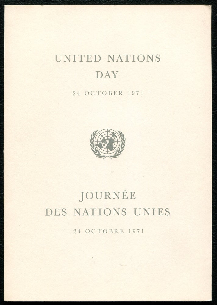 Item #315524 United Nations Day 24 October 1971. W. H. AUDEN.