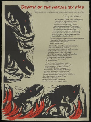 Death of the Horses by Fire. Tess GALLAGHER.