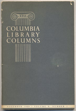 Item #316060 Columbia Library Columns: Volume X, November, 1960, Number I