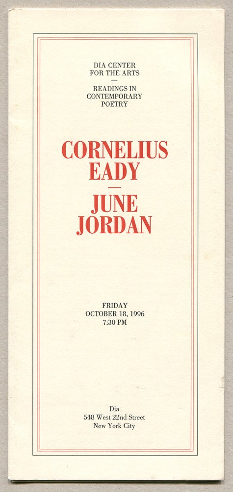 Item #316339 Dia Center for the Arts – Reading In Contemporary Poetry: Cornelius Eady – June Jordan