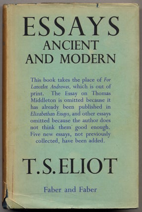 Item #317019 Essays Ancient and Modern. T. S. ELIOT