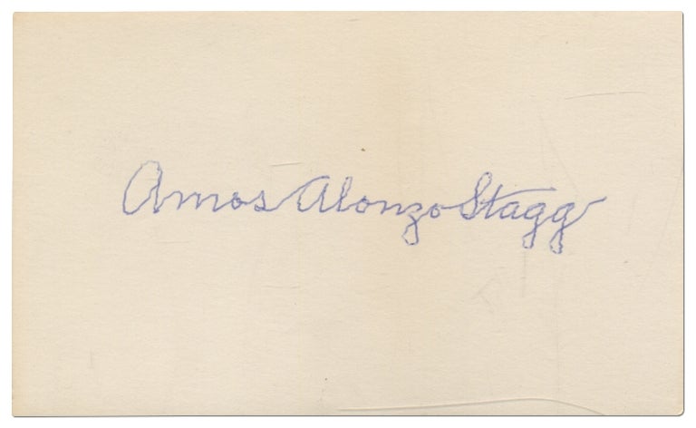 Item #318113 Signed Card. Amos Alonzo STAGG.