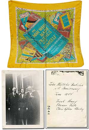 Item #318231 [Promotional silk scarf]: The Man Who Made Friends with Himself [with] snapshot photograph of Morley. Christopher MORLEY.