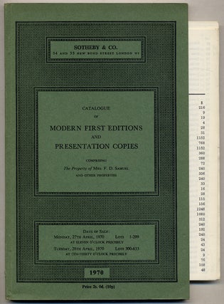 Item #318296 Catalogue of Modern First Editions and Presentation Copies