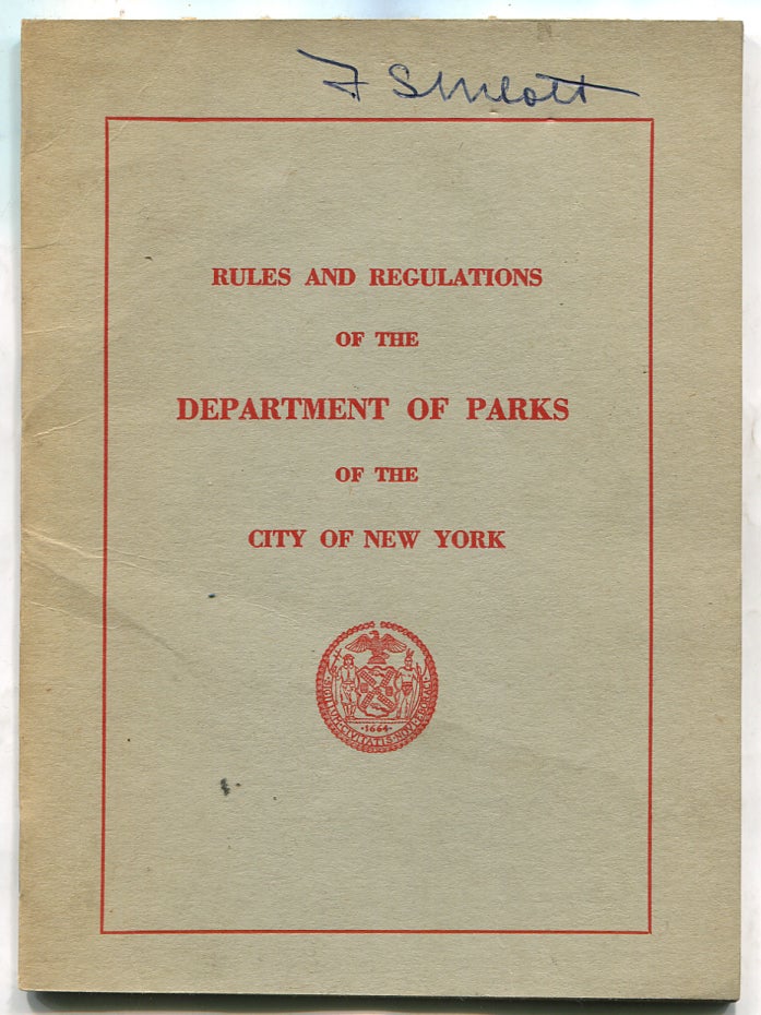 Item #318549 Rules and Regulations of the Department of Parks of the City of New York