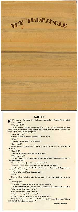 Item #318556 "Janice" [story in] The Threshold. Shirley JACKSON.