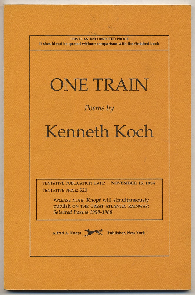 Item #319598 One Train. Kenneth KOCH.