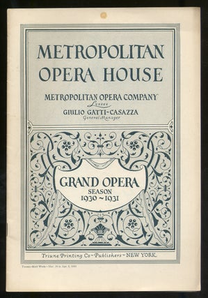 Item #319649 Program for Pelleas Et Melisande: Metropolitan Opera House Grand Opera Season 1930-1931
