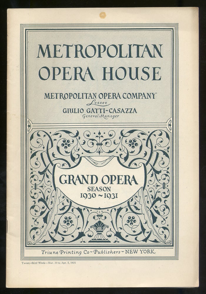 Item #319649 Program for Pelleas Et Melisande: Metropolitan Opera House Grand Opera Season 1930-1931