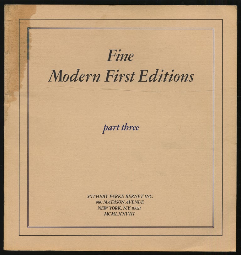 Item #320990 (Exhibition catalog): Fine Modern First Editions: The Collection of Jonathan Goodwin: Part Three. Ernest HEMINGWAY.