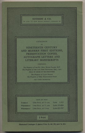 Item #320996 Catalogue of Nineteenth-Century and Modern First Editions, Presentation Copies,...