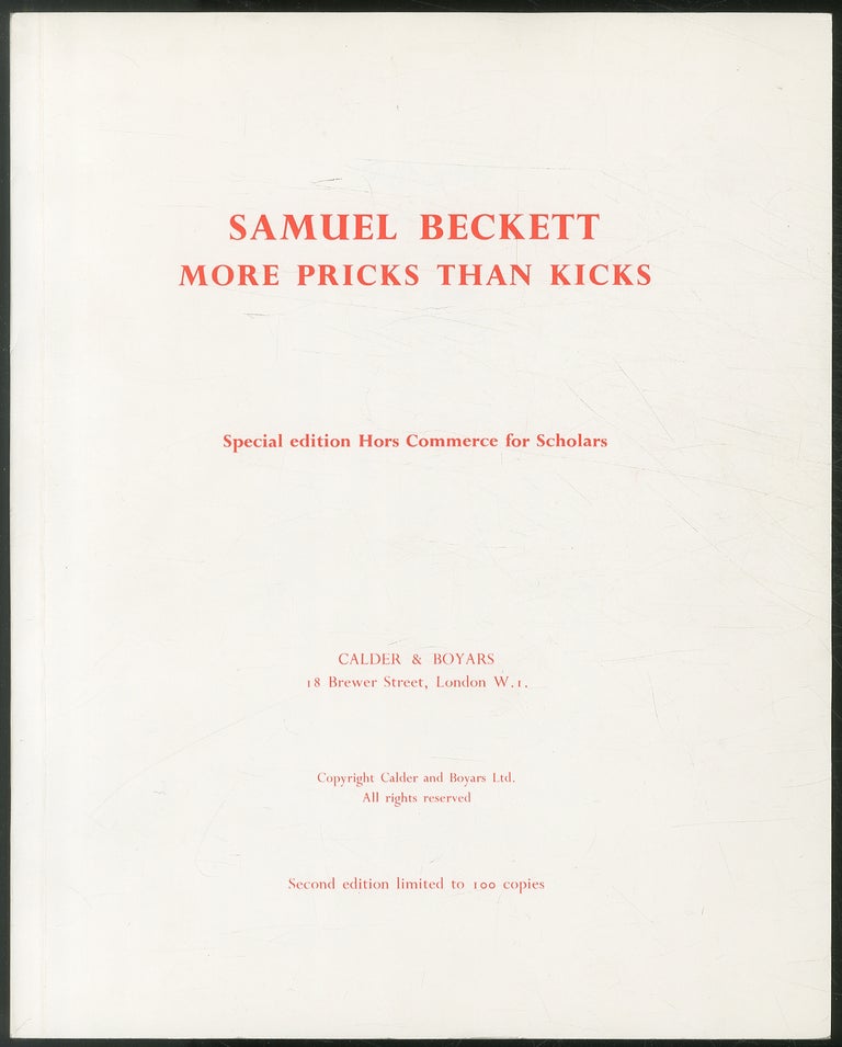 Item #321196 More Pricks Than Kicks. Samuel BECKETT.