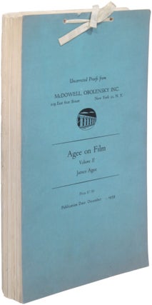 Item #321286 Agee on Film. Volume II [only]. James AGEE