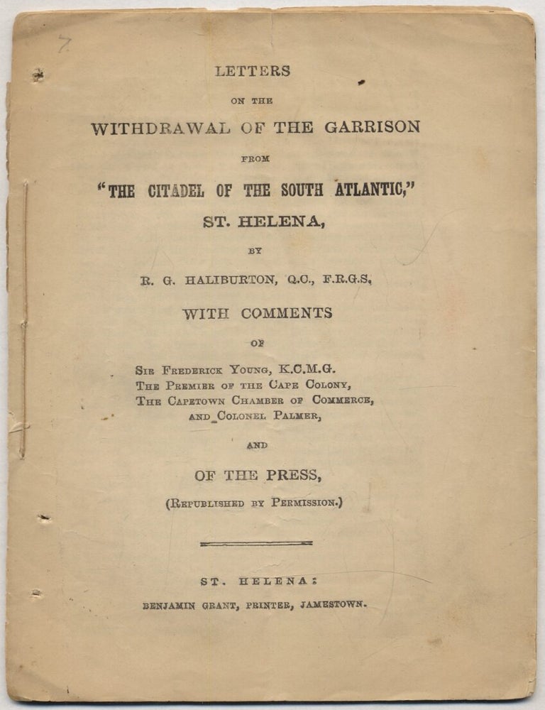 Letters on the Withdrawal of the Garrison from "The Citadel of the South Atlantic," St. R. G Haliburton.