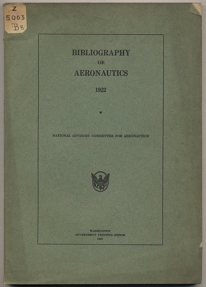 Item #322742 Bibliography of Aeronautics: 1922. Paul BROCKETT.