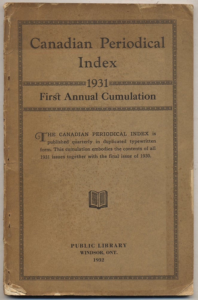 Item #322752 Canadian Periodical Index 1931 First Annual Cumulation