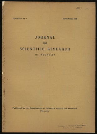 Item #322771 Journal For Scientific Research: Volume II, No. 1, September, 1953