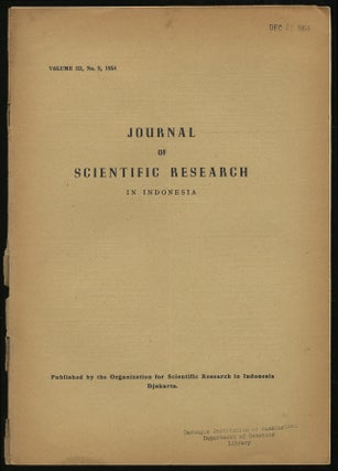 Item #322775 Journal For Scientific Research in Indonesia: Volume III, No. 2, August 1954
