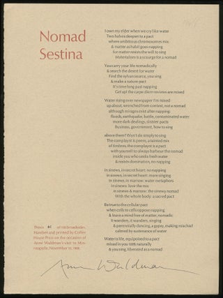 Nomad Sestina. Anne WALDMAN.