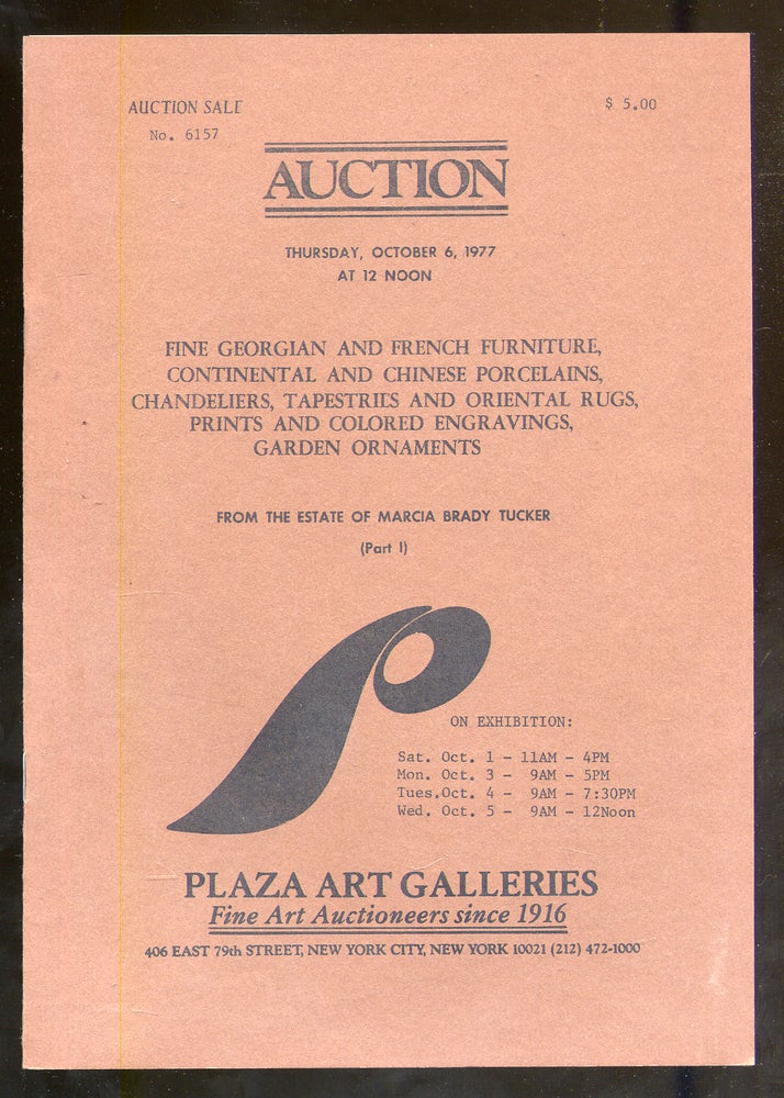 Item #323106 Fine Georgian and French Furniture, Continental and Chinese Porcelains, Chandeliers, Tapestries and Oriental Rugs, Prints and Colored Engravings, Garden Ornaments From the Estate of Marcia Brady Tucker (Part I)