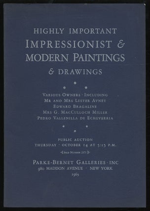 Item #323488 Highly Important Impressionist and Modern Paintings and Drawings