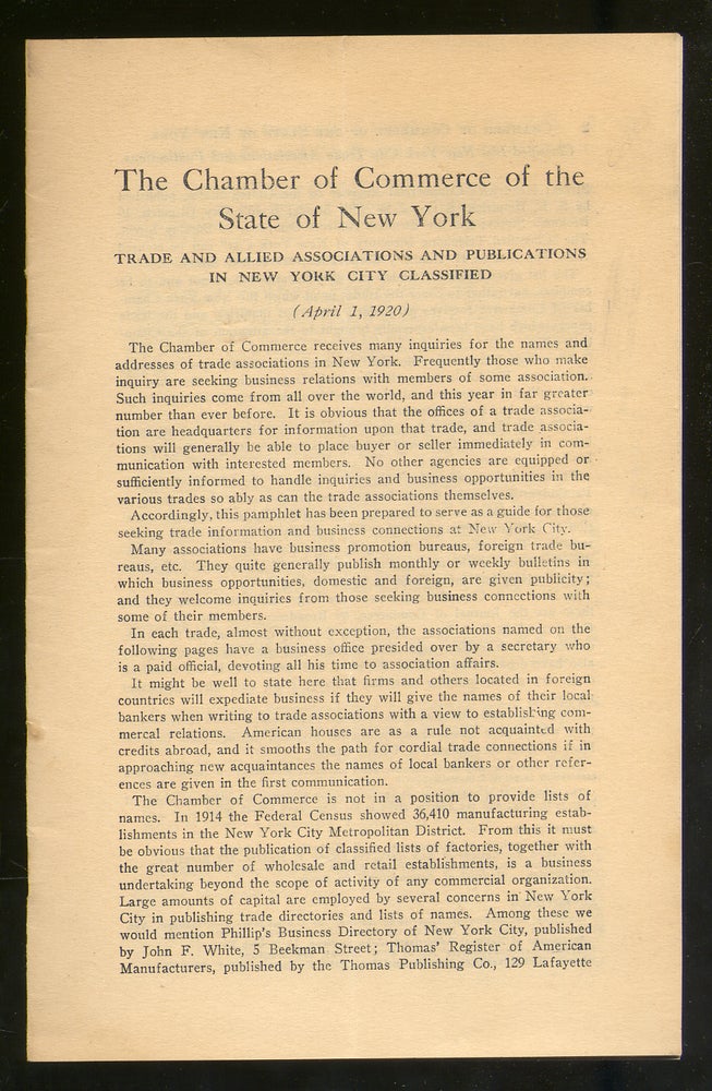 Item #324118 Trade and Allied Associations and Publications in New York City Classified