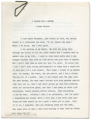 Item #324627 [Manuscript]: "A Search for a Future" [published in] The Saturday Evening Post....