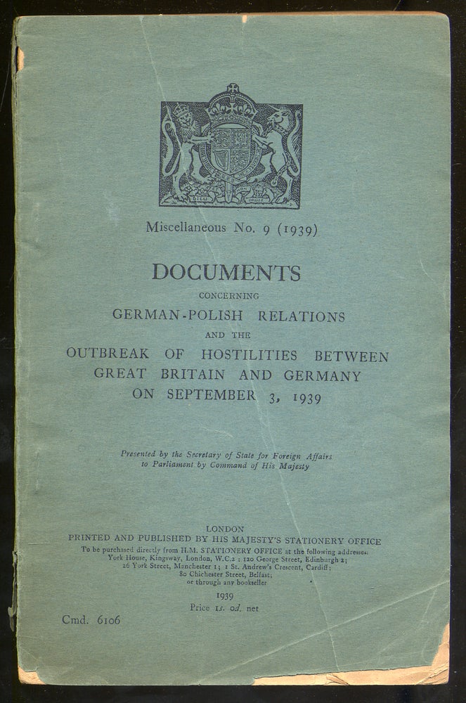 Item #324666 Documents Concerning German-Polish Relations and The Outbreak of Hostilities Between Great Britain and Germany on September 3, 1939