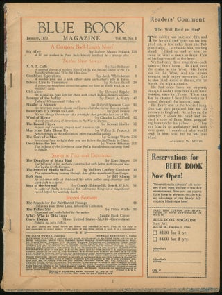 Item #324836 Blue Book Magazine Volume 92, Number 3 January, 1951. Sax ROHMER