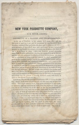 Item #324850 [Caption title]: New York Poudrette Company, D.K. Minor, Agent. Poudrette as a...